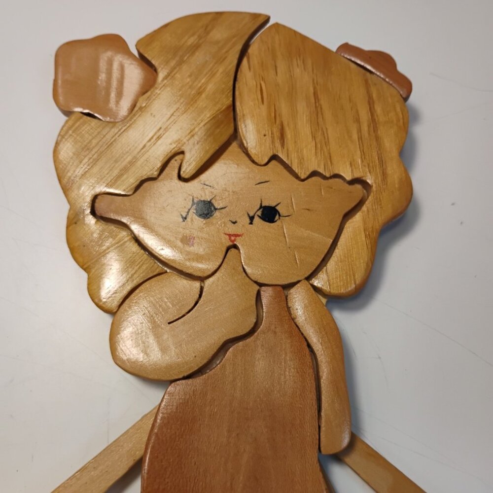Vintage Wooden Accordion Peg Rack | Girl Wall Hanger | Child’s Room